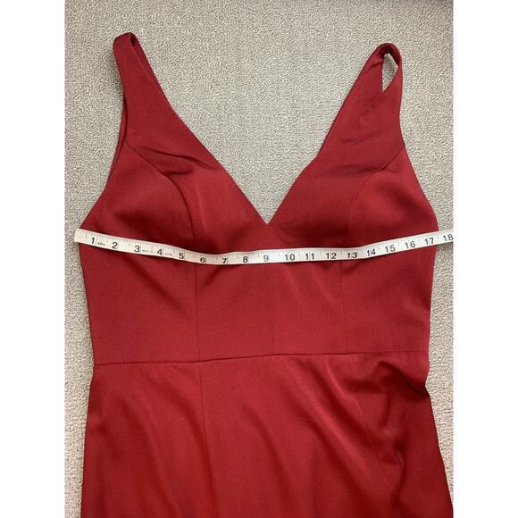 Jenny Yoo Collection Jade 1816 Luxe Crepe Dress Gown Cranberry Size 12 - Picture 7 of 9